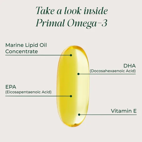Miniatura 3 de Primal Harvest Suplementos de aceite de pescado Omega 3, 30 porciones de cápsulas de gel blando con 1000 mg de suplementos de EPA + DHA, sin eructos
