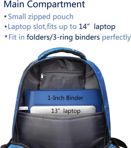 Miniatura 6 de BLUEFAIRY Mochila para niños y niñas, bolsas escolares para escuela secundaria, bolsas de libros para adolescentes, Azul celeste, Computadora