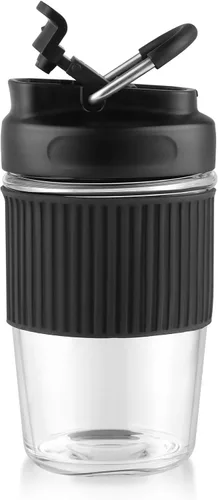 Miniatura 11 de Sivaphe Taza de café reutilizable de vidrio para hielo y caliente 12 oz, taza de viaje portátil con tapa a prueba de derrames y funda térmica