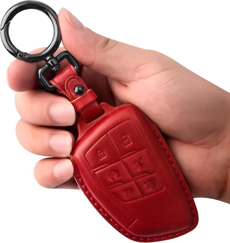 Miniatura 13 de Tukellen Funda para Llavero de Cuero Genuino Smart Key Holder Sleeve Compatible con 2021-2026 Chevy Chevrolet Colorado Equinox Silverado GMC Canyon