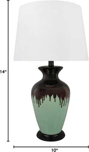 Miniatura 5 de Aspen Creative 40221-11 - Lámpara de mesa de cerámica esmaltada de transición de 26-1/2 pulgadas, color marrón oscuro y verde claro con pantalla