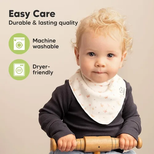 Miniatura 7 de KeaBabies 8 unidades de baberos orgánicos tipo bandana para niñas - Baberos tipo triángulo súper absorbentes para bebés que babean y están