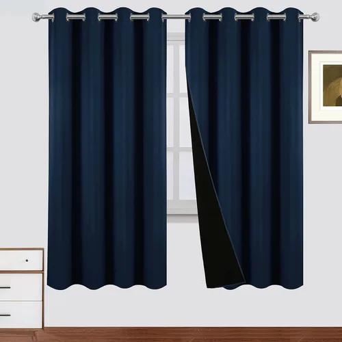 Miniatura 42 de LEMOMO Cortinas 100% opacas de 52 x 95 pulgadas, 2 paneles de oscurecimiento con aislamiento térmico para dormitorio Negro