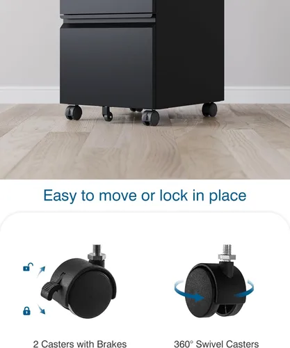 Miniatura 6 de PEUKC Archivador de 2 cajones con cerradura, archivador de metal debajo del escritorio para tamaño carta/legal/A4 para oficina en casa, archivadores