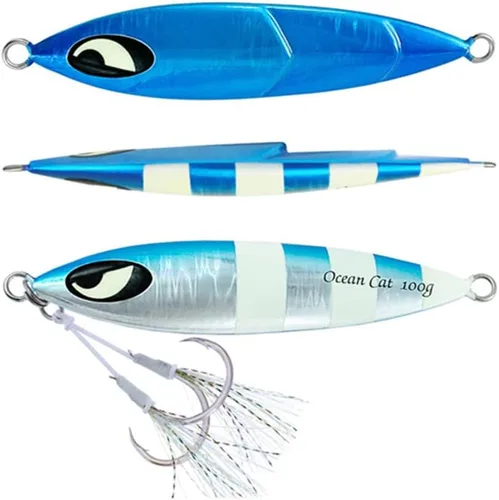 Miniatura 12 de OCEAN CAT 1 PC Señuelos de Pesca de Pitch de Caída Lenta Hundimiento Plomo Metal Jigs Planos Cebos de Jigging con Anzuelo para Pesca en Agua Salada