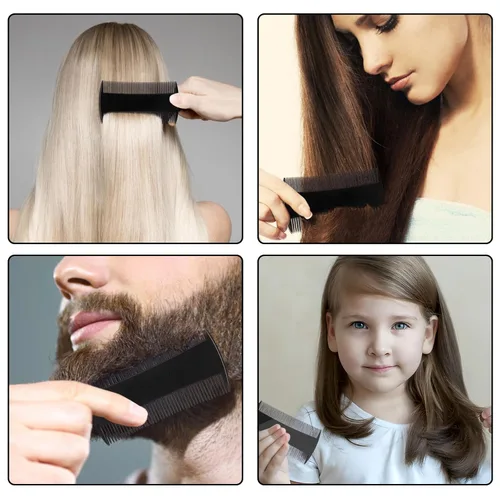 Miniatura 7 de Paquete de 5 peines de bolsillo de doble cara para cabello, barbas y bigotes, dientes finos y gruesos, peine diario para desenredar nudos, cuidado