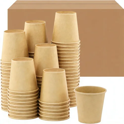 Miniatura 48 de Paquete de 100 tazas de café desechables de pared ondulada corrugada de 16 onzas con tapas y pajitas, tazas aisladas resistentes para bebidas