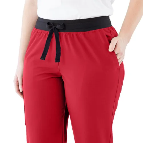 Miniatura 65 de ave. Varick - Pantalón médico de tiro medio para mujer, pierna recta, seis bolsillos, color azul caribeño, talla S