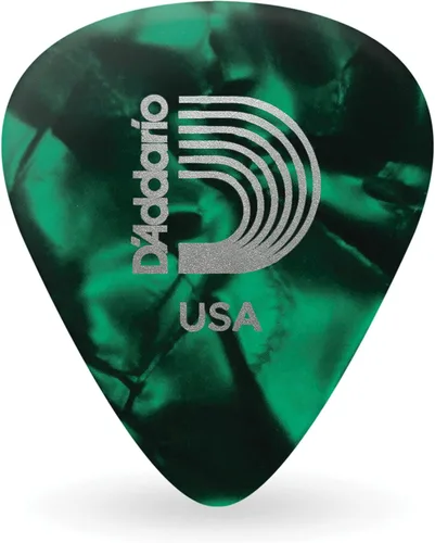 D'Addario - Púas para guitarra de celuloide, accesorios para guitarra, púas para guitarra acústica, eléctrica y bajo, sensación natural, tono Verde