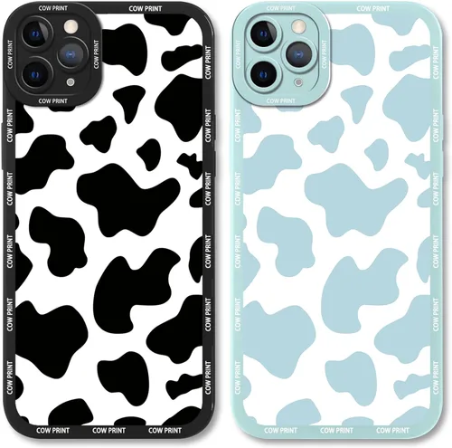 Miniatura 18 de Paquete de 2 bonitas fundas de teléfono para Apple iPhone 13 de 6.1 pulgadas, funda protectora de silicona con estampado de vaca a la moda, delgada