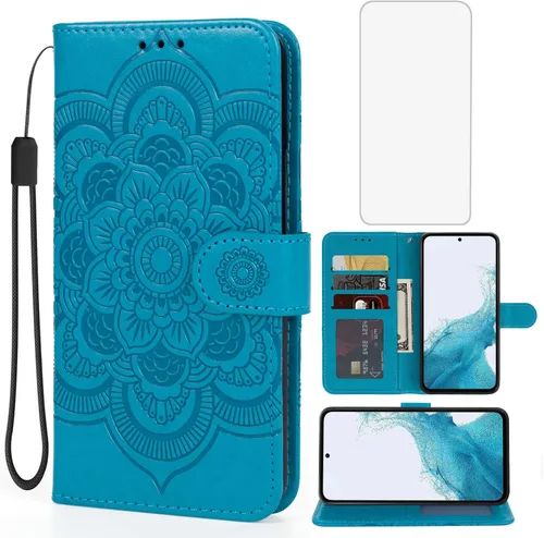 Funda para Galaxy A54, para Samsung A54 5G SM-A546U Funda tipo cartera con protector de pantalla de vidrio templado, funda de cuero con tapa para