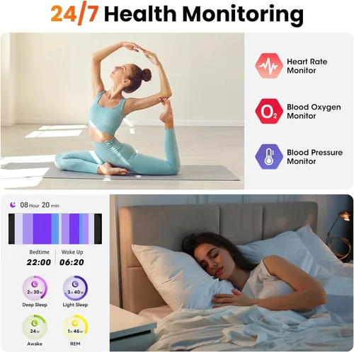 Miniatura 3 de Hwagol Relojes Inteligentes para Mujeres Teléfonos Android iPhone Compatible (Llamada Bluetooth), Rastreador de Fitness Redondo de 1.39'' Monitor