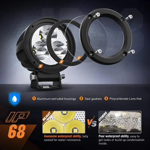 Miniatura 4 de Nilight Focos LED Redondos de 3 Pulgadas para Motocicleta, 2 Unidades, Focos LED Antiniebla Puntuales de 1550LM con EMC Integrado, Luz Auxiliar