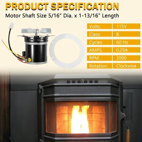 Miniatura 5 de 12056010 12026010 Kit de motor de soplador de escape de combustión para estufa de pellets con junta de repuesto para Whitfield Advantage