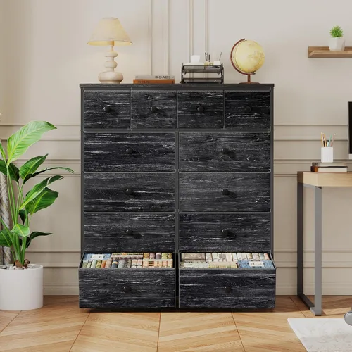 Miniatura 6 de Romorgniz - Cómoda para dormitorio con organizador de cajones de almacenamiento, cómodas y baúles de tela, marco de metal resistente, parte superior