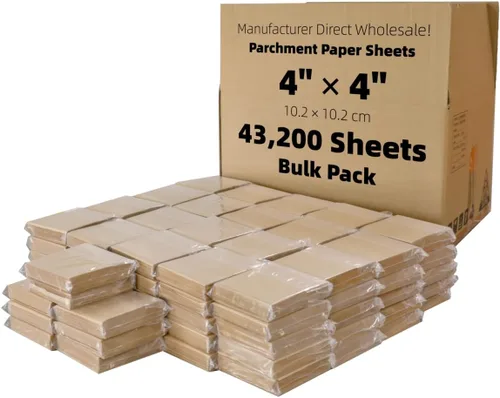 Cuadrados de papel pergamino pequeños comerciales de 4 x 4 pulgadas (43,200 hojas), sin blanquear, antiadherentes, precortados, para envoltorios de