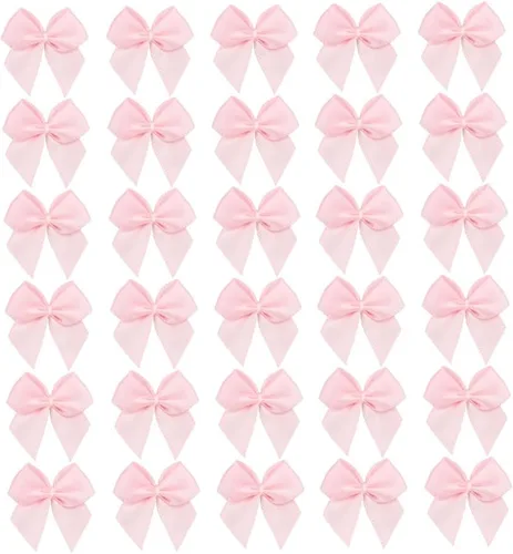 Miniatura 10 de 7Rainbows, 50 lazos de mini cinta de satén negro con flores y apliques para manualidades DIY, para costura, álbumes de recortes, boda y regalo
