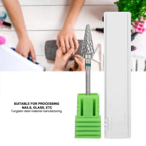Miniatura 2 de Pongnas Broca de uñas de acero de tungsteno, brocas de manicura para manicura y pedicura eléctrica, accesorios de cabeza de molienda (verde)
