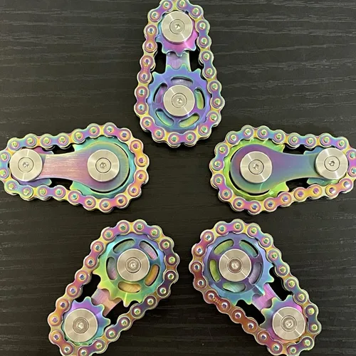 Miniatura 3 de Sprocket Fidgets Cadena de acero inoxidable Fidget Cube Engranajes Engranajes Cadena de bicicleta Novedad Fidget Block Kinetic Desk Metal EDC Focus