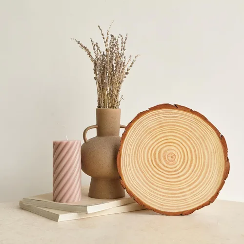 Miniatura 7 de Elan Rebanadas de madera de 9.5 a 10.5 pulgadas de diámetro, 6 piezas, rebanadas de madera natural sin terminar para centros de mesa, discos
