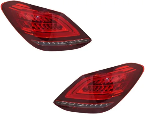 Miniatura 7 de KarParts360 Conjunto de luz trasera para Mercedes-Benz C300/C43 AMG 2019 2020 2021 lado del conductor Lente transparente y roja LED Reemplazo