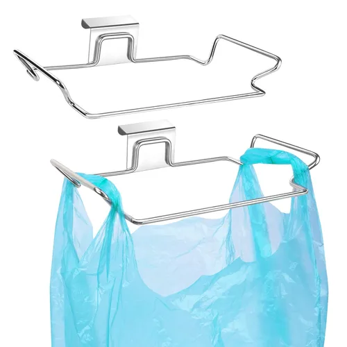 Miniatura 10 de Soporte Grande de Acero Inoxidable para Bolsas de Basura para Puertas y Armarios de Cocina, Negro