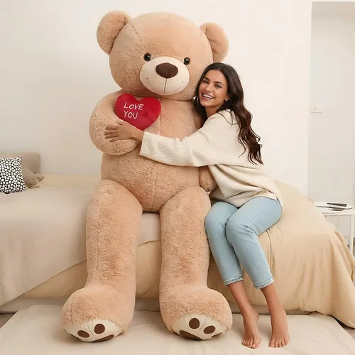 Miniatura 8 de Meooeck - Oso de peluche grande y grande, bonito regalo de felpa para novia, esposa, amante, aniversario de cumpleaños (lazo, 4 pies, morado)