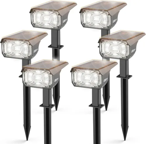 Miniatura 10 de LEREKAM 40 focos LED, IP65, impermeables, con energía solar, 2 en 1, luz de pared, luces de paisajismo al aire libre, encendido/apagado automático