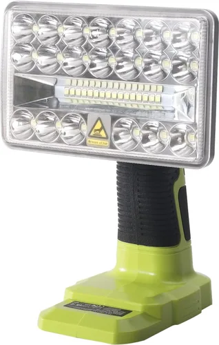 YEX-BUR Luz de trabajo LED inalámbrica para batería Ryobi de 18 V, 18 W, 2000 lúmenes, foco LED de mano, linterna portátil para el lugar de trabajo