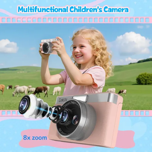 Miniatura 7 de Cámara digital para niños con pantalla abatible de 180°, tarjeta de memoria de 32 GB, cámaras digitales de apuntar y disparar HD de 1080P