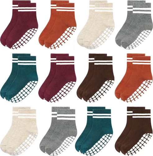 Miniatura 12 de Tphon Calcetines para Niños Pequeños, Calcetines Antideslizantes para Bebés para Niños y Niñas, 12 Pares de Calcetines para Niños Infantes de 6M-10