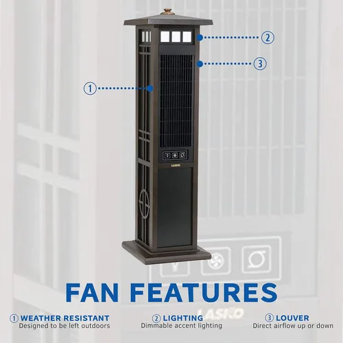 Miniatura 3 de Lasko 4890 ventilador en torre elegante, para exteriores