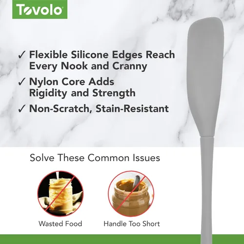 Miniatura 3 de Tovolo Espátula de Silicona para Frascos con Mango Largo, Herramienta de Goma para Raspar y Recoger de Frascos de Mantequilla de Maní, Mermelada