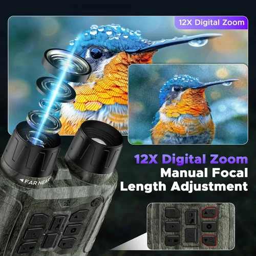 Miniatura 3 de Gafas de visión nocturna, prismáticos de visión nocturna 4K, prismáticos infrarrojos de 112 MP, zoom digital 12X batería recargable de 5000 mAh