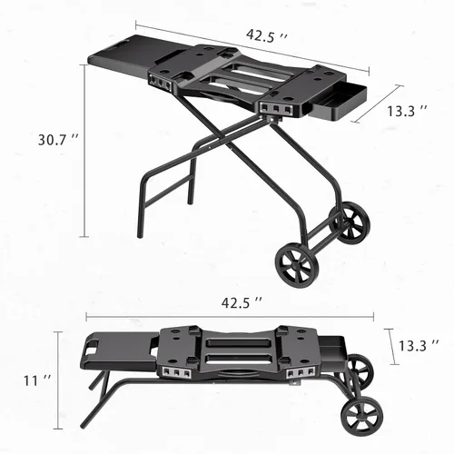 Miniatura 7 de GRISUN Carrito plegable para parrilla Ninja OG700–OG750 y Blackstone de 22 pulgadas Soporte portátil para barbacoa con ruedas, mesa auxiliar