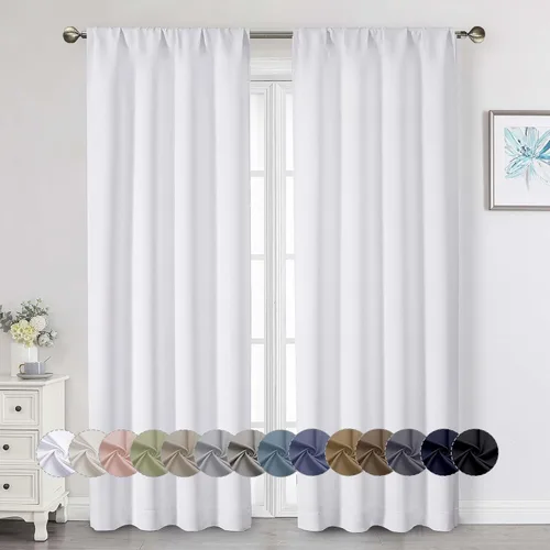 Miniatura 202 de Cortinas opacas para dormitorio, sala de estar, juego de 2 paneles de 54 pulgadas de largo, cortinas de oscurecimiento de habitación con aislamiento