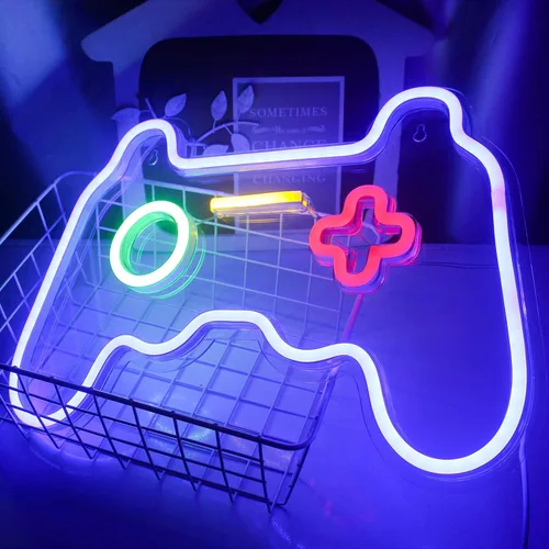Miniatura 6 de Letreros LED de neón, con forma de gamepad para decoración de habitación de jugadores, decoración de pared de dormitorio, letrero de neón