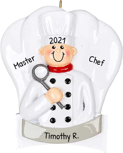 Miniatura 12 de Adornos de chef personalizados 2025 – Adorno de Navidad personalizado para panadero, adornos de alimentos, cocina de chef africano americano