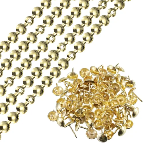 Miniatura 10 de uxcell 10 tiras de tachuelas de tapicería, adornos decorativos brillantes de 3.3 ft para sofá, cabecero, silla, muebles con clavos de tapicería