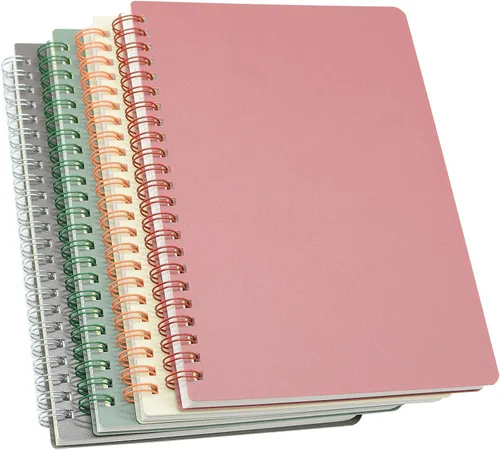 Yansanido - 4 cuadernos en espiral de 4 colores, tamaño A5, con tapa dura gruesa de plástico, 7 mm de rayas universitarias, papel de 80 hojas (160