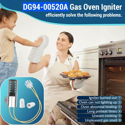 Miniatura 3 de Dreyoo Paquete de 1 encendedor de horno de gas compatible con horno de cocina de gas DG94-00520A, enchufe de conector de encendido de hornos planos