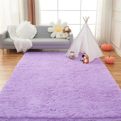 Miniatura 10 de AMTOVO - Alfombras de pelo largo para sala de estar, alfombra de 8 x 10 pies, alfombra grande y esponjosa negra, alfombra de pelo suave para Negro