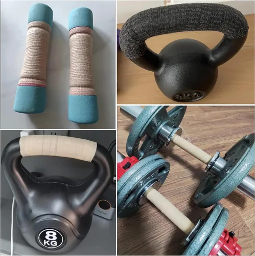 Miniatura 7 de Paquete de 8 fundas de agarre antideslizantes para mancuernas de hierro fundido, pesas rusas para entrenamiento de fuerza, pesas de mano, juego