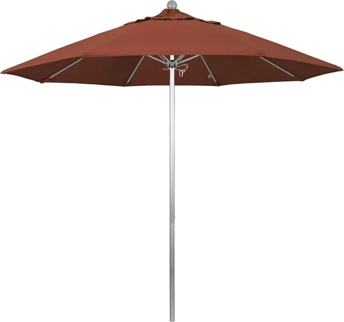 Miniatura 22 de California Umbrella Paraguas redondo de aluminio/fibra de vidrio de 9', empuje abierto, poste de plata, tela azul real de olefina
