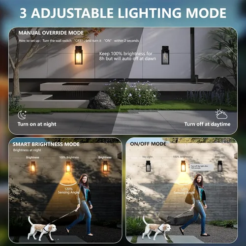 Miniatura 2 de Accesorio de Luz con Sensor de Movimiento del Amanecer al Anochecer para Exteriores, Luces Impermeables para Porche, Luz de Montaje en Pared