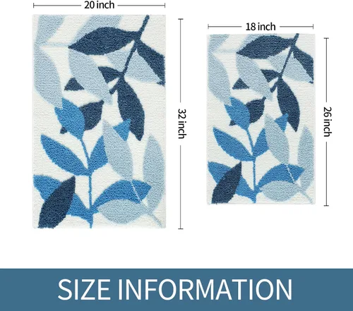 Miniatura 2 de Gibelle Alfombra de baño azul, antideslizante, fuerte y absorbente de agua, tapete de baño de microfibra de felpa, lavable a máquina, tapete