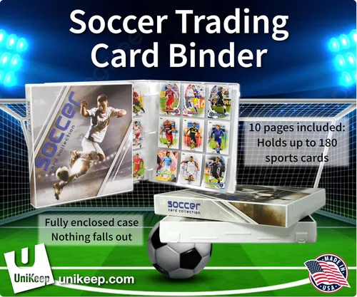 Miniatura 6 de UniKeep Estuche para tarjetas coleccionables con temática de fútbol con 10 páginas. Se pueden añadir páginas adicionales, porque está completamente