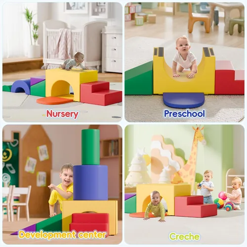 Miniatura 5 de TOLEAD Juego de bloques de espuma suave para escalar – Gran set de juguetes de juego suave 5-en-1 con arco para escalar, gatear y deslizarse