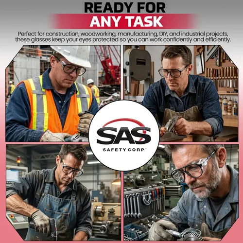 Miniatura 7 de SAS Safety Gafas de seguridad Lentes de policarbonato resistentes a impactos, lentes protectoras transparentes Protección UV ANSI Z87.1