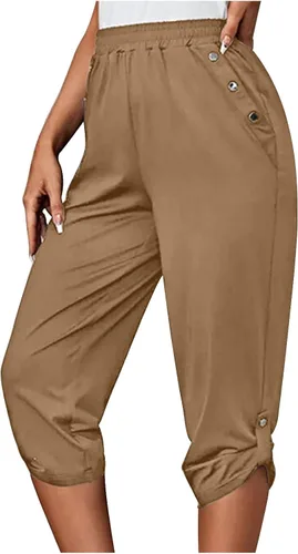 Miniatura 97 de Pantalones capri para mujer, estilo casual, de verano, elásticos, de cintura alta, pantalones de yoga, ajuste atlético, pantalones deportivos